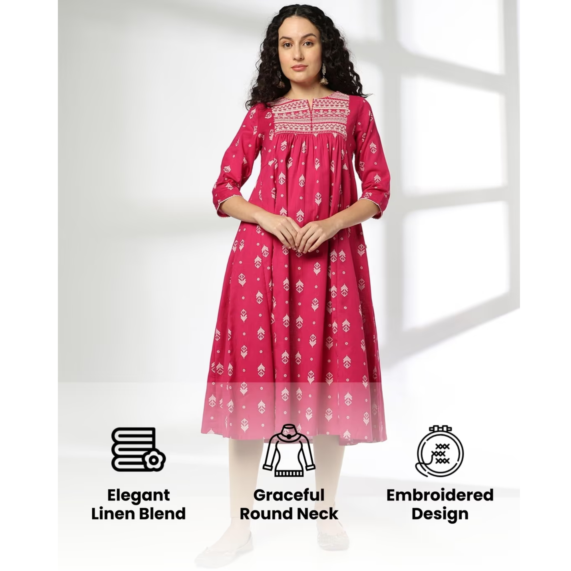 AVAASA MIX N' MATCH Women Yoke Embroidered A-Line...